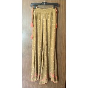 Free People Hearts Rising Embroidered Pants in Moss